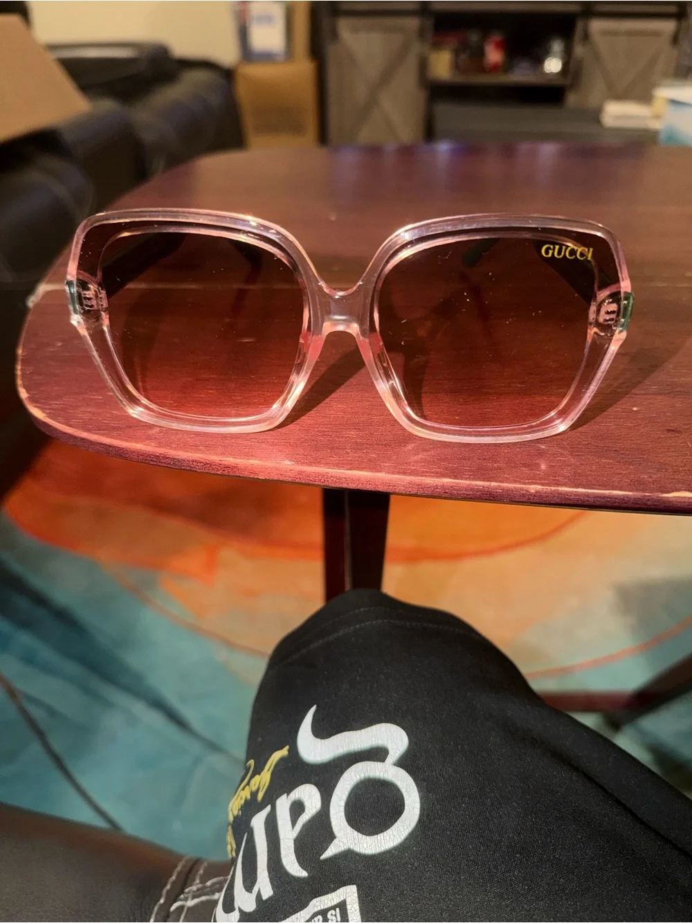 Gucci Pink Gradient Oversized Square Sunglasses